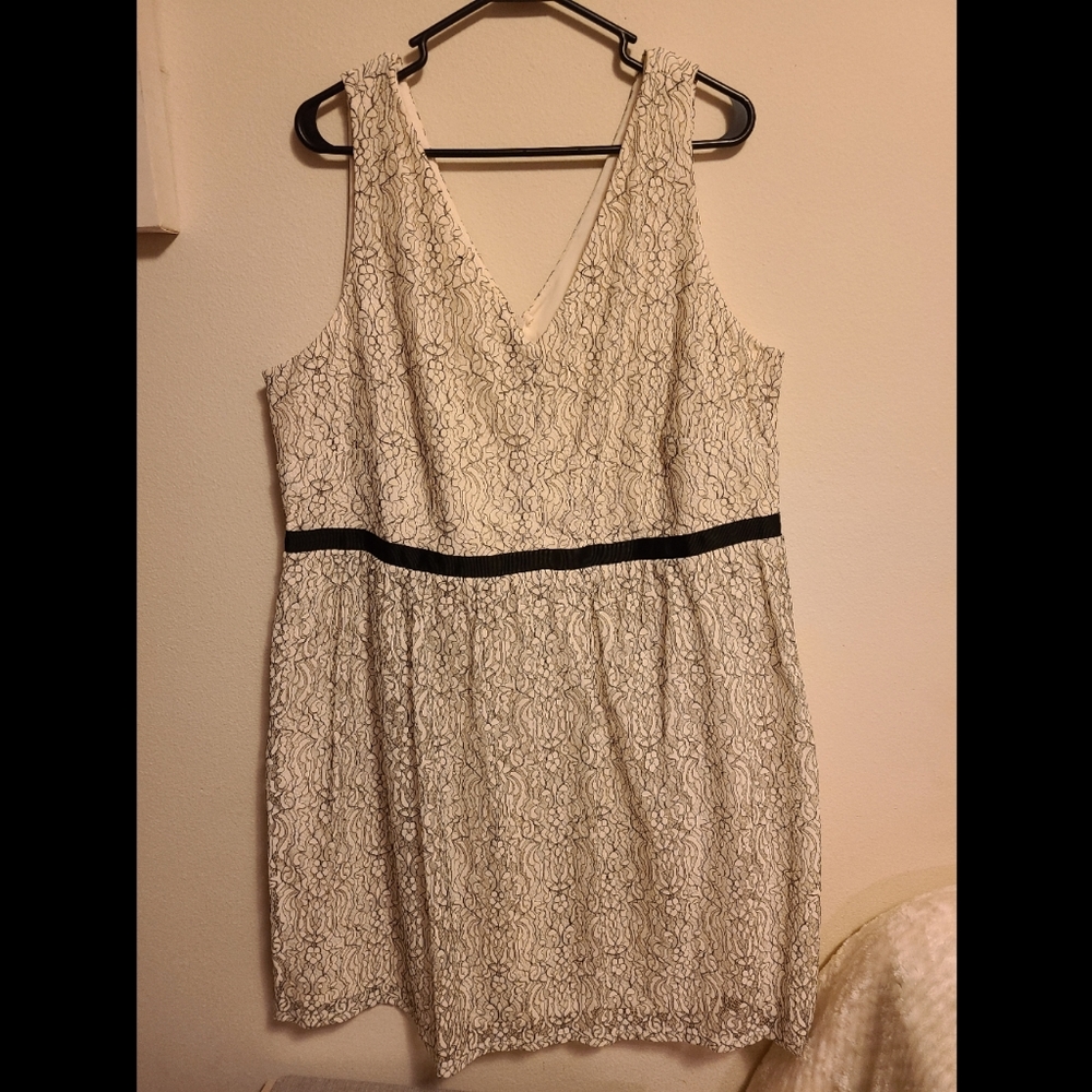 White and black lace dress